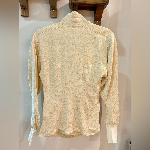 NWT Chloe Floral-Jacquard Tie-Neck Faux-Wrap Cream Blouse IT 36 (US 0) - Picture 9 of 16